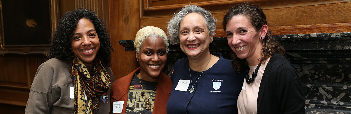 Four of the five new Bundles Scholars. From left to right: Patricia Marte, Tiffany Parkes, Glenna Meeks, and Abby Oulton. Photo by Bruce Gilbert.